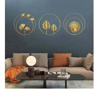 Fer Mural Sculptures, 3Pcs Décoration Murale en Métal Fer Ornements Murale en Feuille de Tortue et Feuille de Palmier pour Bur
