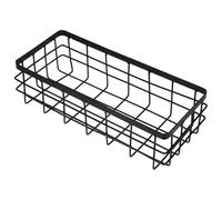Fer Noir Étagère Murale Rectangulaire Rangement, pour Salle de Bain | Panier Métallique Robuste, Grosse Capacité, Style Moderne Simple, Organisation Murale Toilettes