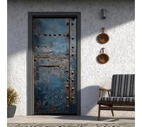 Fer Poster Porte Trompe L'oeil Rouille Stickers Porte 85x215 cm, Industrie Poster de Porte Auto-AdhéSif Imperméabl Chambre Cuisine Bain Salle