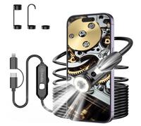 Ferdiiz Camera Endoscopique Double Objectif 1920P HD 5M | 8+1 LED Reglables, Compatible Android IOS Tablette, Cable Semi-Rigide Sans WiFi
