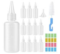 Ferenando 12 Pcs Bouteille Sauce 60ml, Recipient Sauce pour la Cuisine | Petit Flacon Sauce, Réutilisable Plastique Squeeze Bouteilles avec Brosse de Nettoyage Etiquettes Entonnoirs