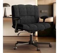 Ferghana Chaise de Bureau Criss Cross, Fauteuil de Bureau avec Accoudoirs, Assise Large Tissu Premium, Réglable en Hauteur pivotant, Chaise Coiffeuse pour Home Office Schminken Chambre, Noir