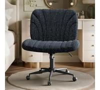 Ferghana Chaise de Bureau Criss Cross, Fauteuil de Bureau sans Accoudoirs avec Assise Large, Tissu Premium, Réglable en Hauteur et Pivotant, Chaise Coiffeuse pour Home Office, Schminken, Noir
