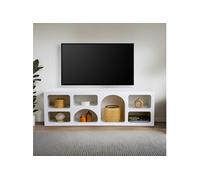 Ferlis buffet bas 7 niches design organique blanc 160x50cm