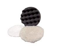 FERM Disque à polir ø 180mm 5 pièces (2x patin en laine, 2x patin de polissage, 1x patin en fibre), pour polisseuse