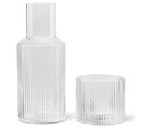 ferm LIVING Carafe à eau RIPPLE 500 ml, avec verre, clair, verre, ferme LIVING