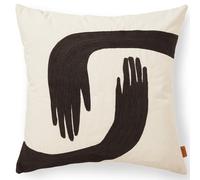 ferm LIVING Coussin POSE 50 x 50 cm, blanc / marron, coton, ferme LIVING