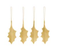 Ferm Living Décoration suspendue Holly leaf 13.5 cm. 4 pièces Brass