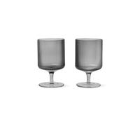 Ferm Living Ensemble de 2 Verres à Vin Ripple Fumé