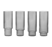 ferm LIVING Verres à long drink Ripple – Lot de 4 – 0,3 L – Fumé