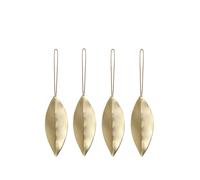 Ferm Living Ornements d'arbre de Noël Leaf Brass. lot de 4