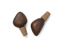 Ferm Living Pack de 2 bouchons de bouteilles de vin Cairn brun foncé