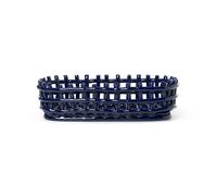 Ferm Living Panier oval tressé Ceramic 15x30 cm Bleu