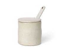 Ferm Living Pot à confiture avec cuillère Flow Off-white speckle