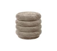 Ferm Living Pouf Rond en Velours Délavé Beige