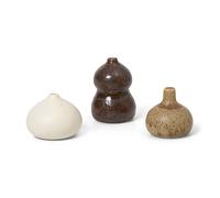 Ferm Living Vase Komo Mini lot de 3 Brown-white