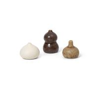 Ferm Living Vase Komo Mini lot de 3 Brown-white