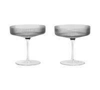 Ferm Living Verre à champagne Ripple lot de 2 smoked grey