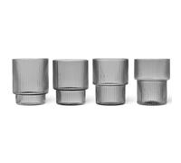 ferm LIVING Verre à eau RIPPLE 200 ml, set de 4 pc, gris, ferme LIVING