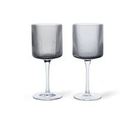 Ferm Living Verre à vin blanc Ripple 26 cl Lot de 2 Smoked grey