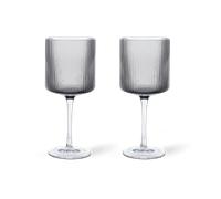 Ferm Living Verre à vin rouge Ripple 32.5 cl Lot de 2 Smoked grey