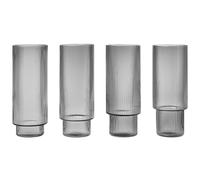 ferm LIVING Verre tumbler RIPPLE 300 ml, set de 4 pc, gris, ferme LIVING