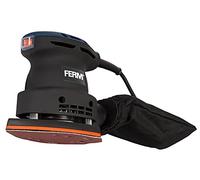 FERM Ponceuse à paume 220W - Patin de ponçage avec Velcro - Incl. sac à poussière, coffret et 10 papiers abrasifs (G80 & G120)