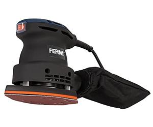 FERM Ponceuse à paume 220W - Patin de ponçage avec Velcro - Incl. sac à poussière, coffret et 10 papiers abrasifs (G80 & G120)