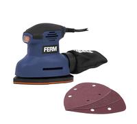 FERM Ponceuse Delta 140W - Ponceuse de Détail - 12 500 mouvements/min - Semelle Delta 140×140×100 mm - Fixation Velcro - Aspiration de Poussière - Sac Inclus