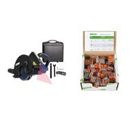 FERM Rainureuse 1700W 125mm - Laser - Incl. 2 lames diamant et adaptateur d'aspirateur & WAGO 221 Lot de 75 connecteurs de câble dans une boîte refermable avec levier 221-412, 221-413, 221-415