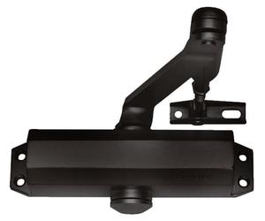 Ferme-porte aérien noir avec réglage de la force de fermeture, pour portes jusqu'à 110 cm, corps en aluminium, bras en acier