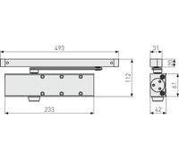 Ferme porte Alu Bras Glissière - Porte CFPF 60kg max