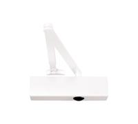 Ferme-porte Geze TS 4000 EN 2-6 en blanc avec barre normale pour portes à un vantail jusqu'à 1400 mm de largeur avec barre normale et plaque de montage - 28,7 x 4,6 x 6 cm