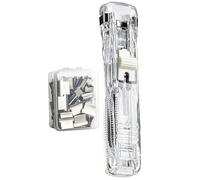 Fermeture à papier compacte - Distributeur d'agrafes réutilisable, 11,5 x 2,5 cm, connexion manuelle pour bureau de bureau, aide à l'apprentissage avec pince rapide, station de rangement, classeur à