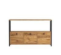 Buffet Industriel FERO Bois Métal Noir 3 Portes 120cm | DESSUS OUVERT : espace idéal pour mettre en valeur vos objets décoratifs préférés