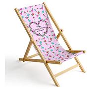 Ferocity Chaise Longue Pliable en Bois Fauteuil de Plage Pliant en hetre Classique Lit de Plage Pink Heart [119]