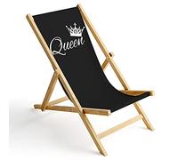 Ferocity Chaise Longue Pliable en Bois Fauteuil de Plage Pliant en hetre Classique Lit de Plage Reine Noire 1 [119]