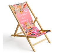 Ferocity Chaise Longue Pliable en Bois Fauteuil de Plage Pliant en hetre Classique Lit de Plage Watercolor Flowers [119]