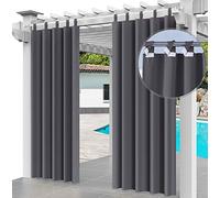 Ferocity Rideau Extérieur Imperméable 2X 220 x 155 cm Coupe-Vent Protection UV Rideau pour Facade Avant de Pergola Cabana pour Jardin Patio (2 Panneaux) Graphite [129]