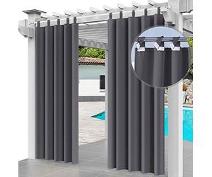 Ferocity Rideau Extérieur Imperméable 2X 220 x 155 cm Coupe-Vent Protection UV Rideau pour Facade Avant de Pergola Cabana pour Jardin Patio (2 Panneaux) Graphite [129]