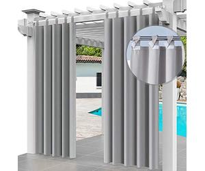 Ferocity Rideau Extérieur Imperméable 2X 220 x 155 cm Coupe-Vent Protection UV Rideau pour Facade Avant de Pergola Cabana pour Jardin Patio (2 Panneaux) Gris [129]