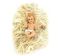 Ferrari & Arrighetti | Enfant Jésus pour crèche 10 cm | Résine Peinte à la Main | Couche Effet Paille