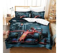 Ferrariii Modèle Housses De Couette Imprimé Hypoallergénique Ensemble De Formula racing Literie Avec Parure De Lit Microfibre Linge De Lit Et Taie D'oreiller Doux Et Souple Double（200x200cm）