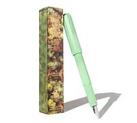 Ferris Wheel Press, Stylo-plume Carousel, Corps en mélange acrylique, Bouchon à clic verrouillé étanche à l'air, Perdu dans les feuilles, Vert menthe, Pointe moyenne