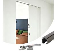 Ferrure de porte coulissante 2 3 4 m Rail coulissant pour porte de grange coulissante en aluminium avec ouverture sous pression pour armoire intérieure silencieuse pour porte en bois (BRONZE, 380 cm)