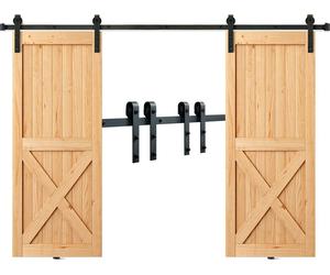 Ferrure de porte coulissante VEVOR 244cm en forme de J Système de porte coulissante avec rails en 2 parties Capacité de charge 150kg Rail de roulement Idéal pour les portes coulissantes avec une épais