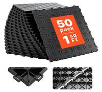 Ferrures de sol de garage VEVOR, 305 x 305 x 13,4 mm, lot de 50 sols industriels, antidérapant double face structure-sol de garage, pour garages, caves, ateliers de réparation, noir