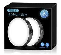 Ferswe Veilleuse LED Rechargeable, Lampe de Placard avec Grande Batterie 1000 mAh, Spots LED Tactiles Pour Placard, Chambre, Armoire et Cuisine (2 pièces)