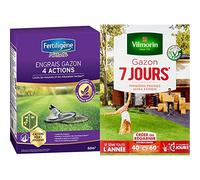 Fertiligene Engrais Gazon 4 Actions, 2,45kg, 60m² & Vilmorin 4460714 Gazon 7 Jours, Vert, 1 kg