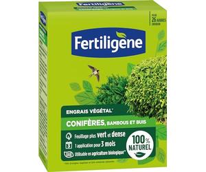 Fertiligène FEGCOB650 - Engrais Végétal Conifères, Bambous et Buis 650 g - Un Feuillage Plus Vert et Dense - Seulement 1 Application en 3 Mois - Jusqu'à 26 Arbres - Produit 100% Naturel avec zéolite
